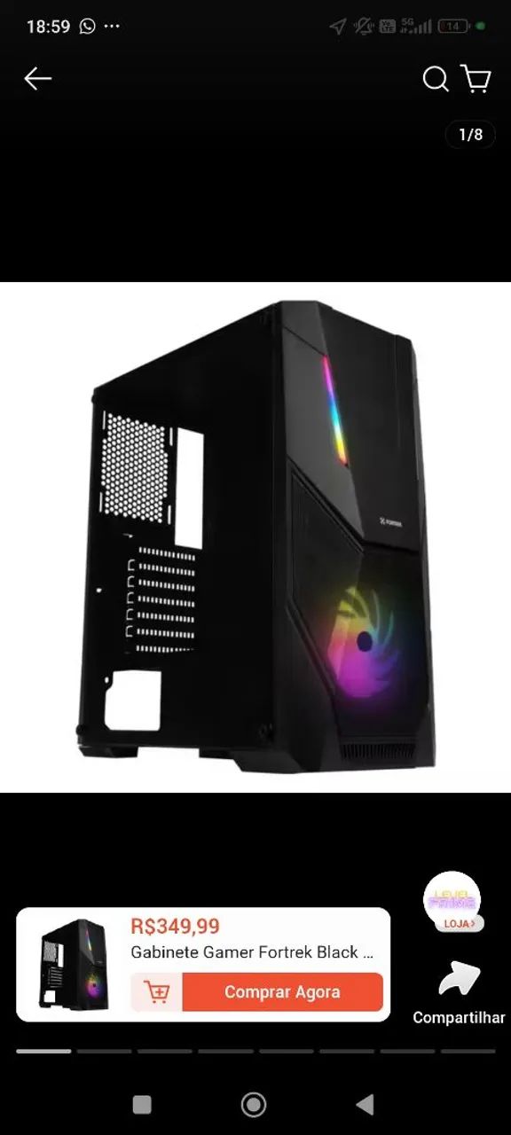 Gabinete Gamer Fortrek Mid Tower Black Hawk RGB Preto - Foto 2