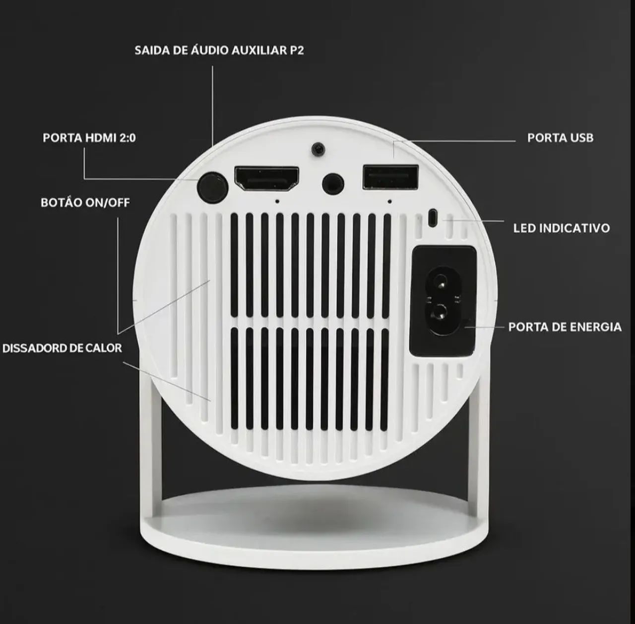 Mini Projetor Smart Portátil Full HD Android Wi-fi, Bluetooth 