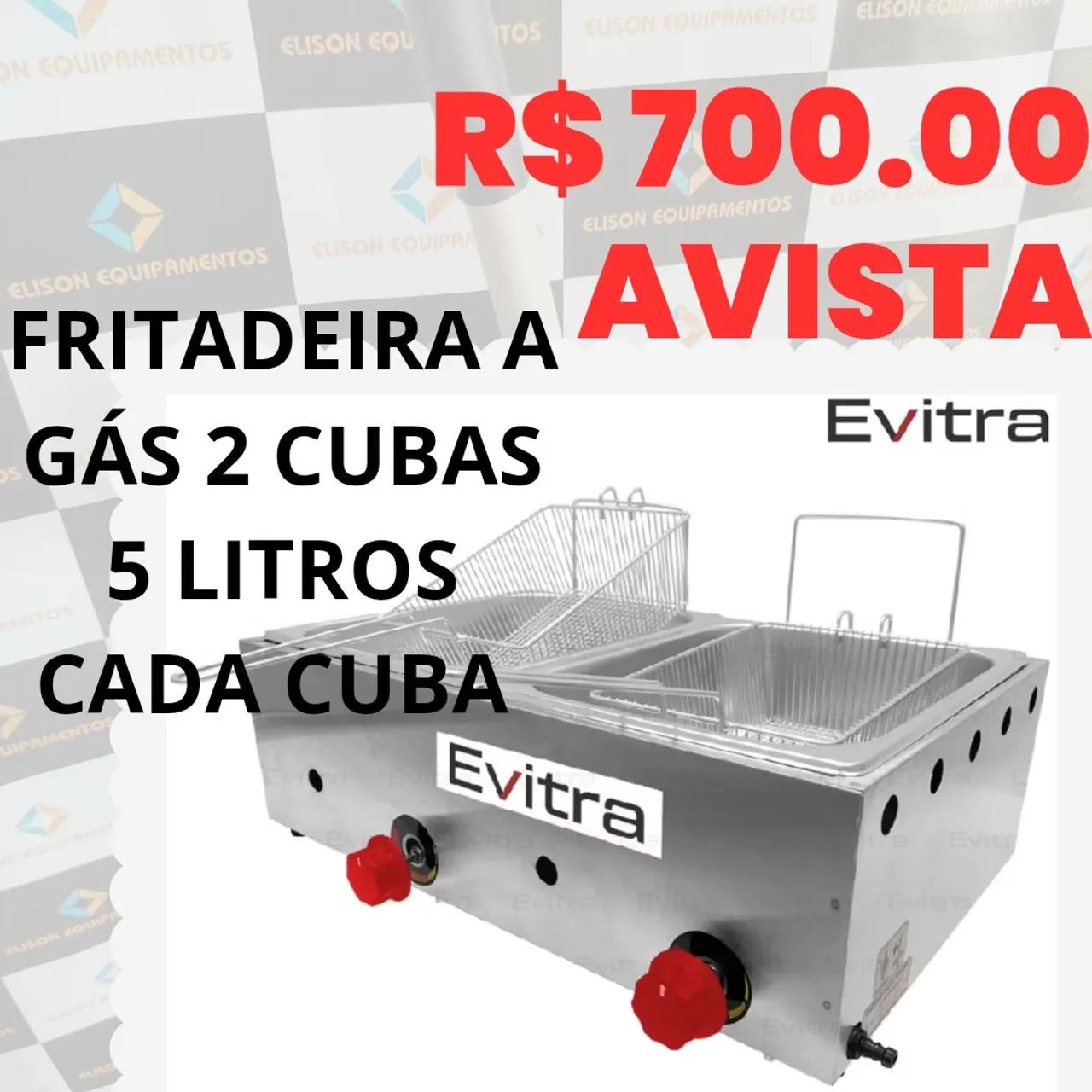 Fritadeira a gás 2 cubas 5 litros cada cuba 