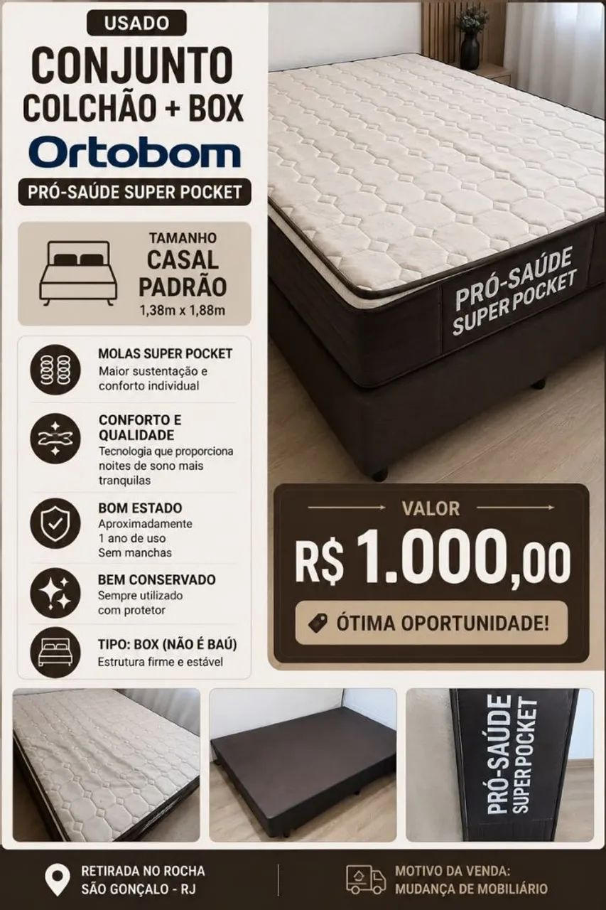 Cama box + colchão perfeito estado