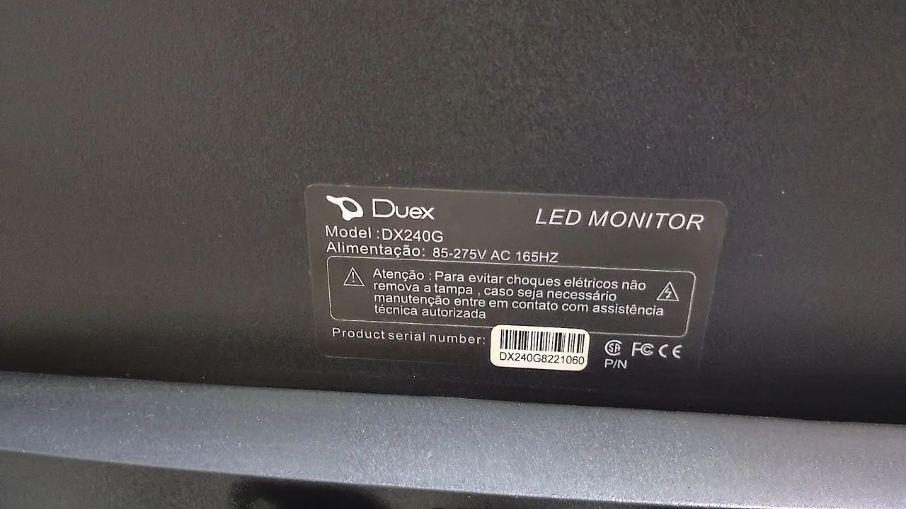 Monitor 165 hz 1 ms marca Duex 24 polegadas 
