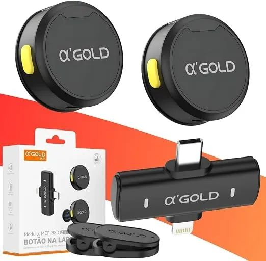 MICROFONE DE LAPELA SEM FIO A'GOLD PRO MCF-38D