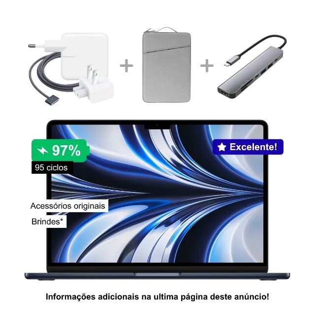 Macbook Air M2 2022 13,6 8gb 256gb Cor Midnight - Notebooks