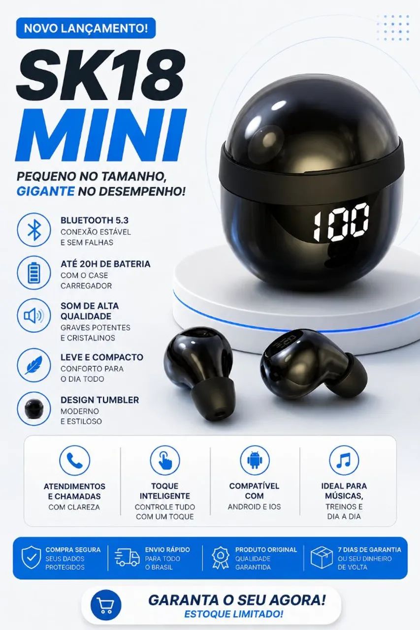 Fone bluetooth mini sk18  - Foto 2