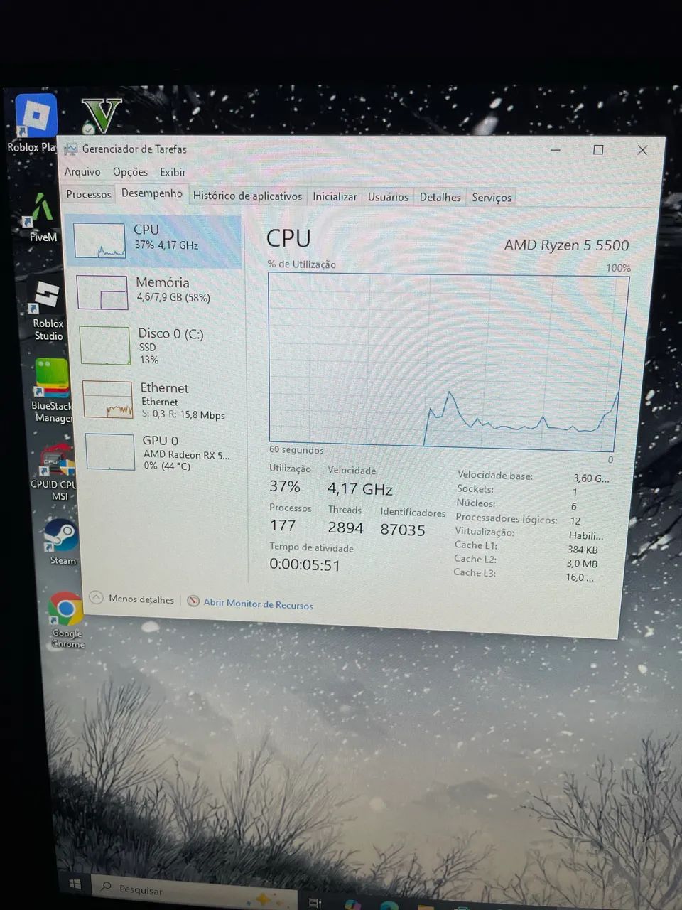 PC GAMER COMPLETO R5 5500 8gb RAM 256gb e RX 5700XT + PERIFÉRICOS - Foto 5