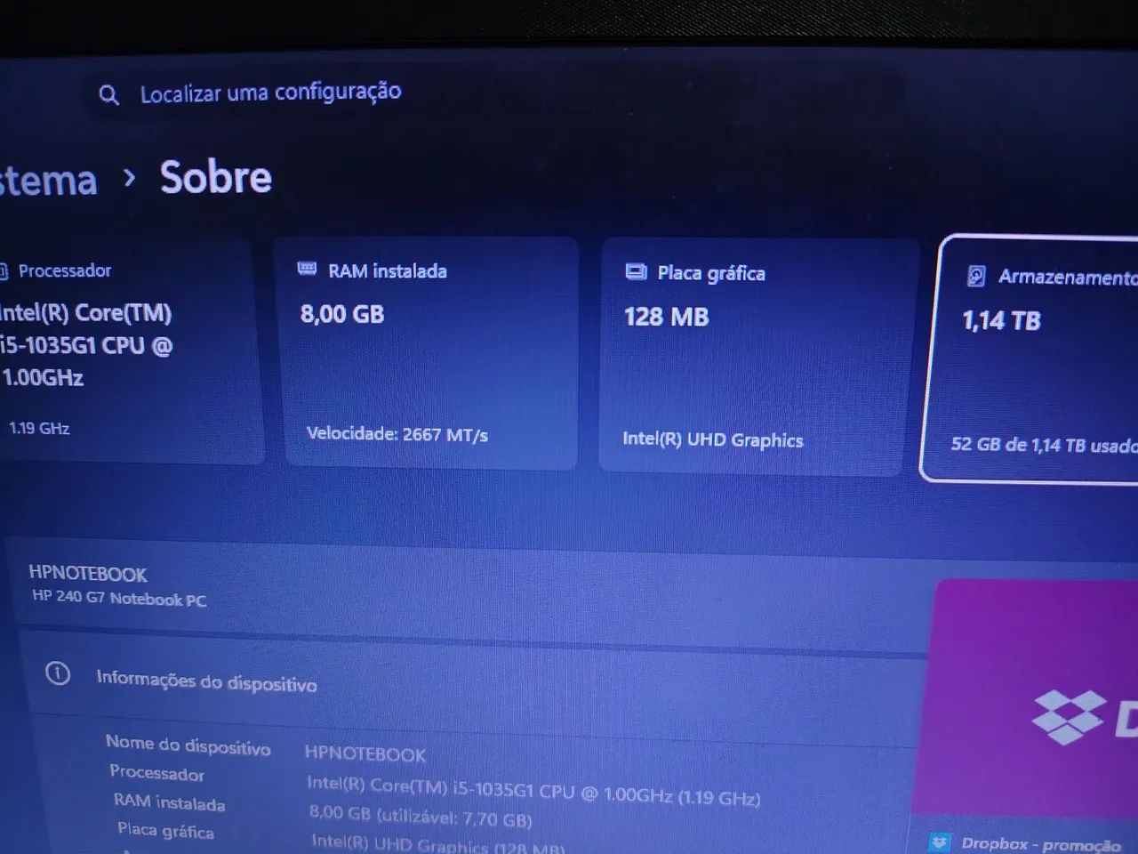 NOTEBOOK HP240 G7 1000GB DE MEMÓRIA - Foto 4
