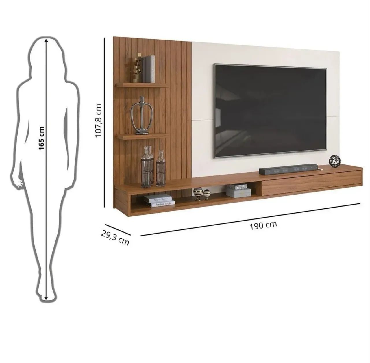 PAINEL PARA TV ATÉ 60 POLEGADAS RIPADO COM NICHOS 