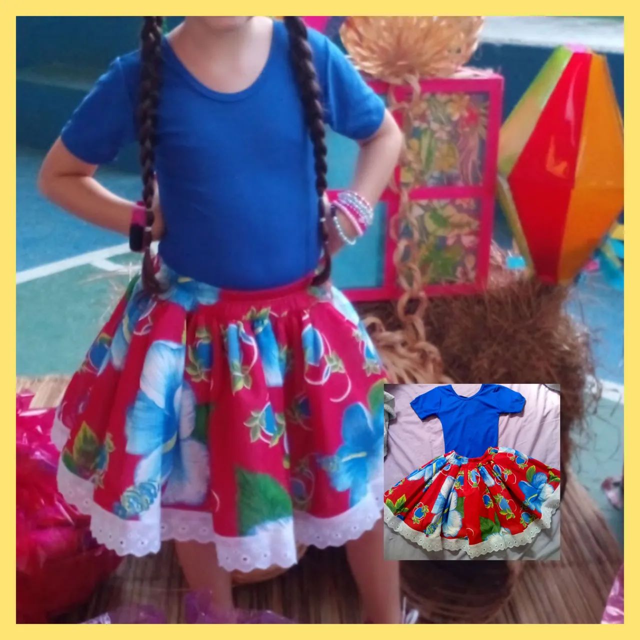 Conjunto de Saia e bory para festa junina 