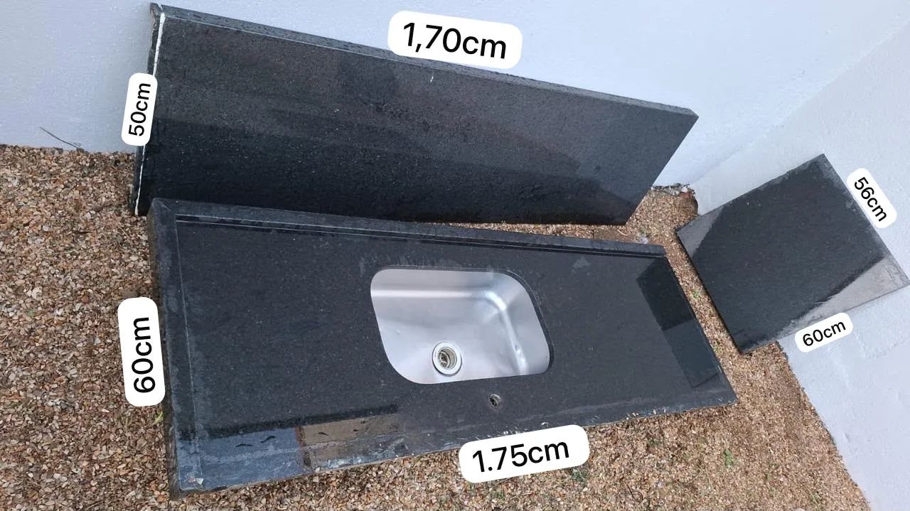 Bancada de Mármore Preto com Cuba de Inox  - Foto 2
