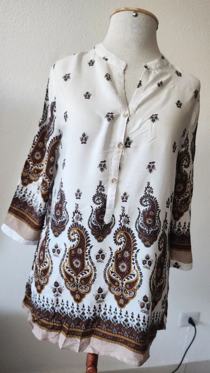 Blusa Camisa em viscose manga 3/4