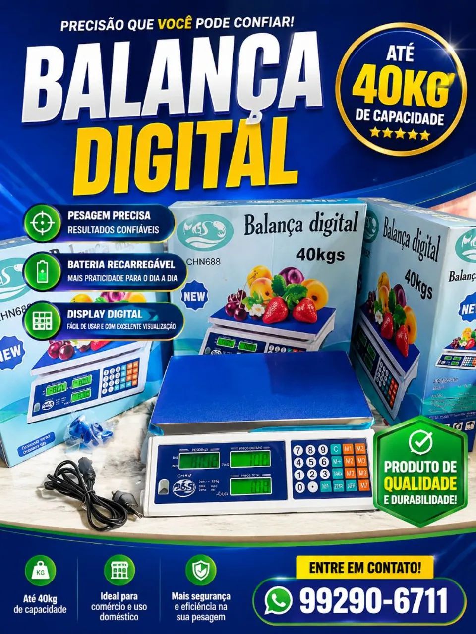 Balança comer eletrônica 40 kg