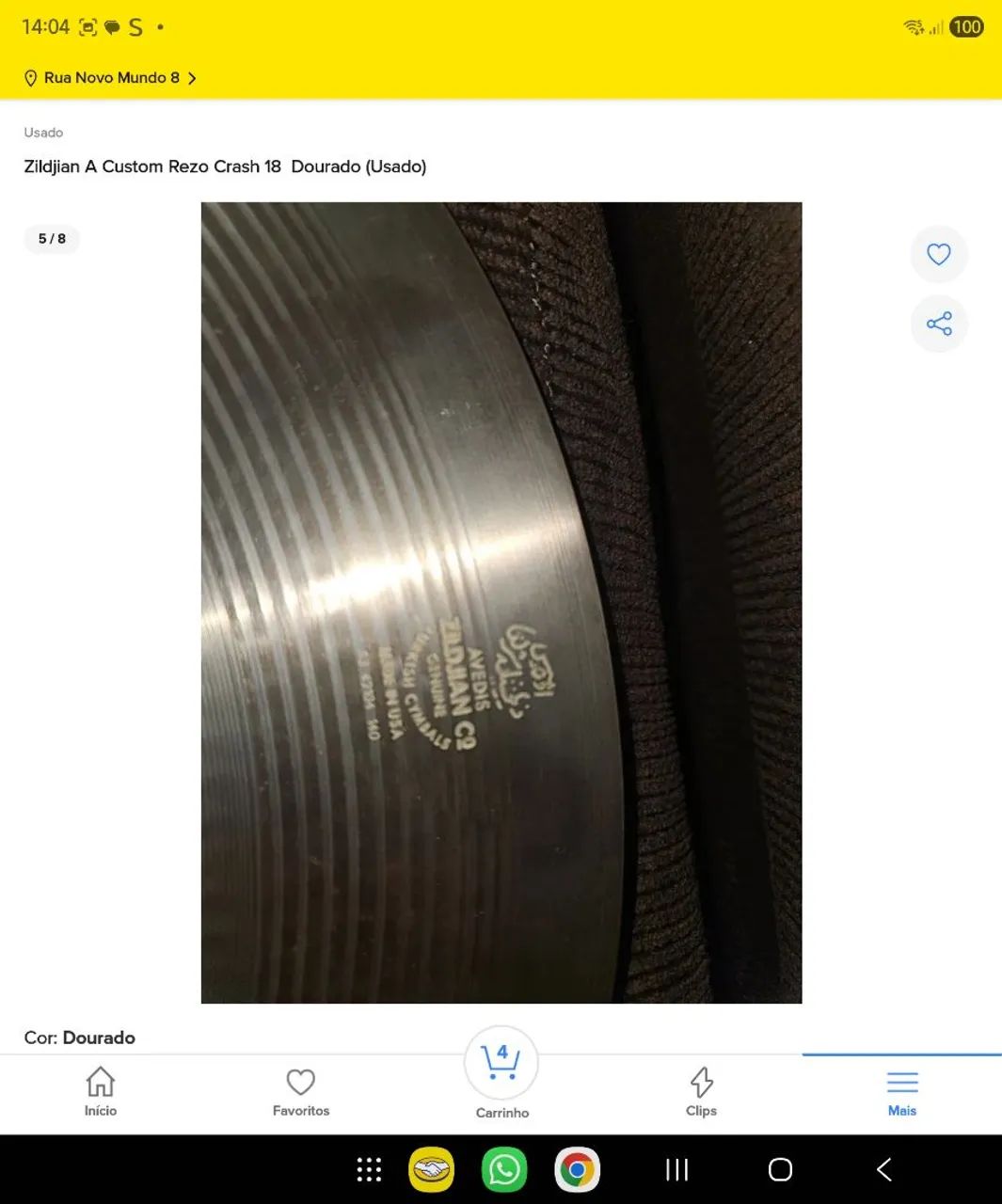 Prato Zildjian A Custom Rezo Crash 18 Polegadas - Foto 5