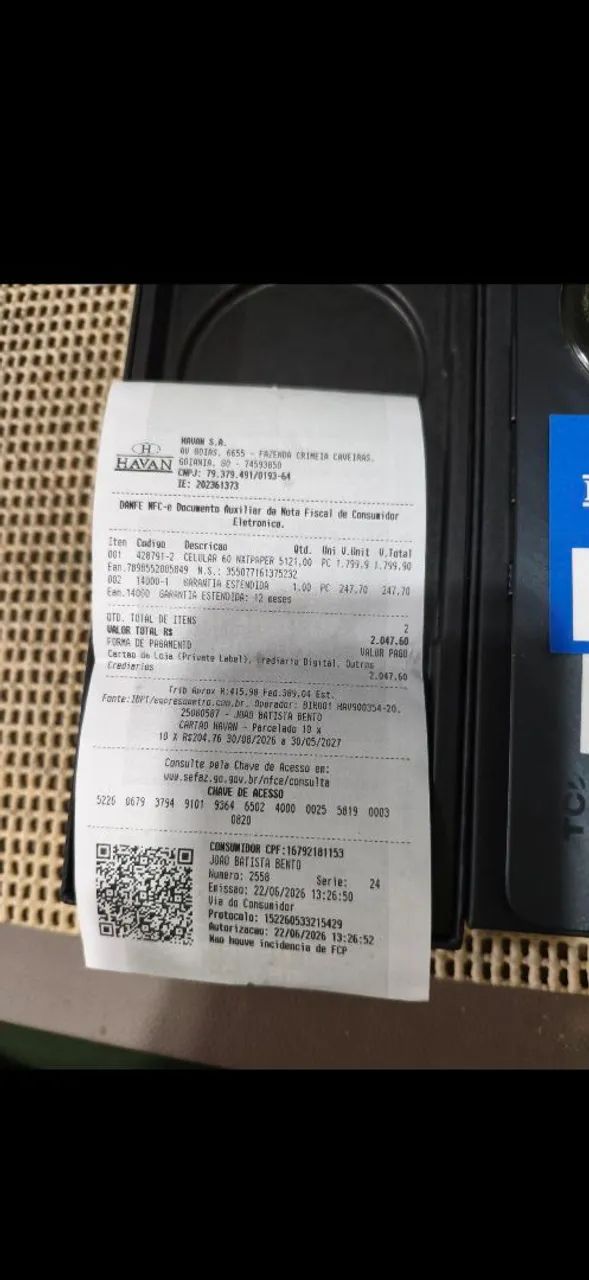 レシート mtd0058 flk020209 Vendo smartphone TCL 512 GB ZX zero na caixa - Celulares e