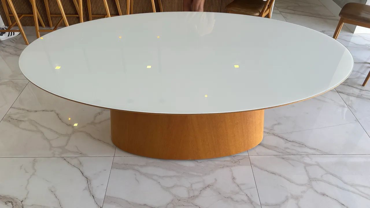 Mesa jantar 2,00 X 1,20 metros - tampo vidro Oval - Foto 3