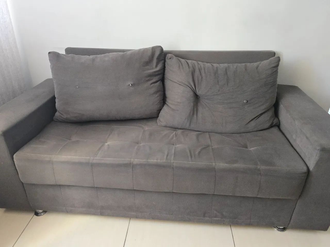 Sofá 2 Lugares Tecido Cinza