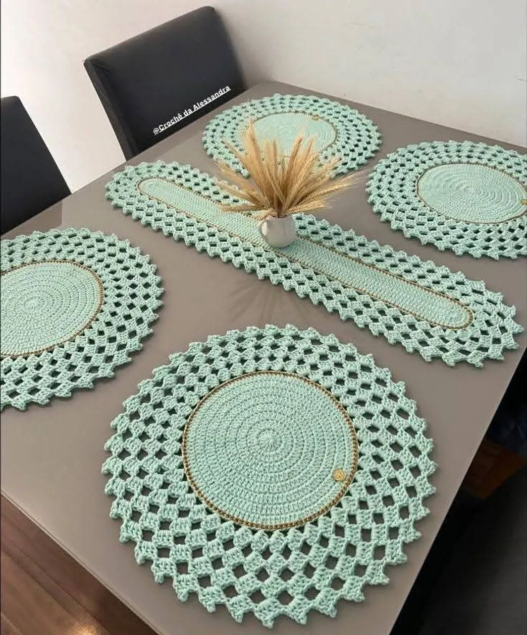 Centro de mesa e souplast de crochê  - Foto 4