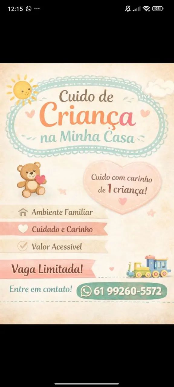 Cuido de criança na minha casa 