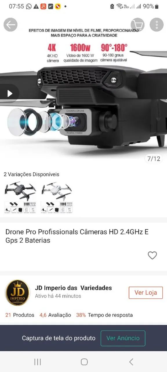 Vendo um Drone Pro Profissional completo na caixa Mais informações pelo WhatsApp * - Foto 4