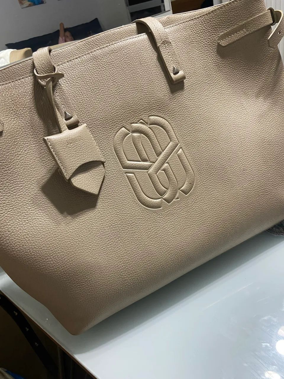 Bolsa schutz bege tote grande 