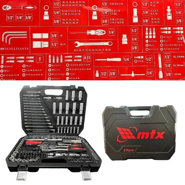 MALETA JOGO FERRAMENTAS COMPLETA MTX 216 PEÇAS - Ferramentas de