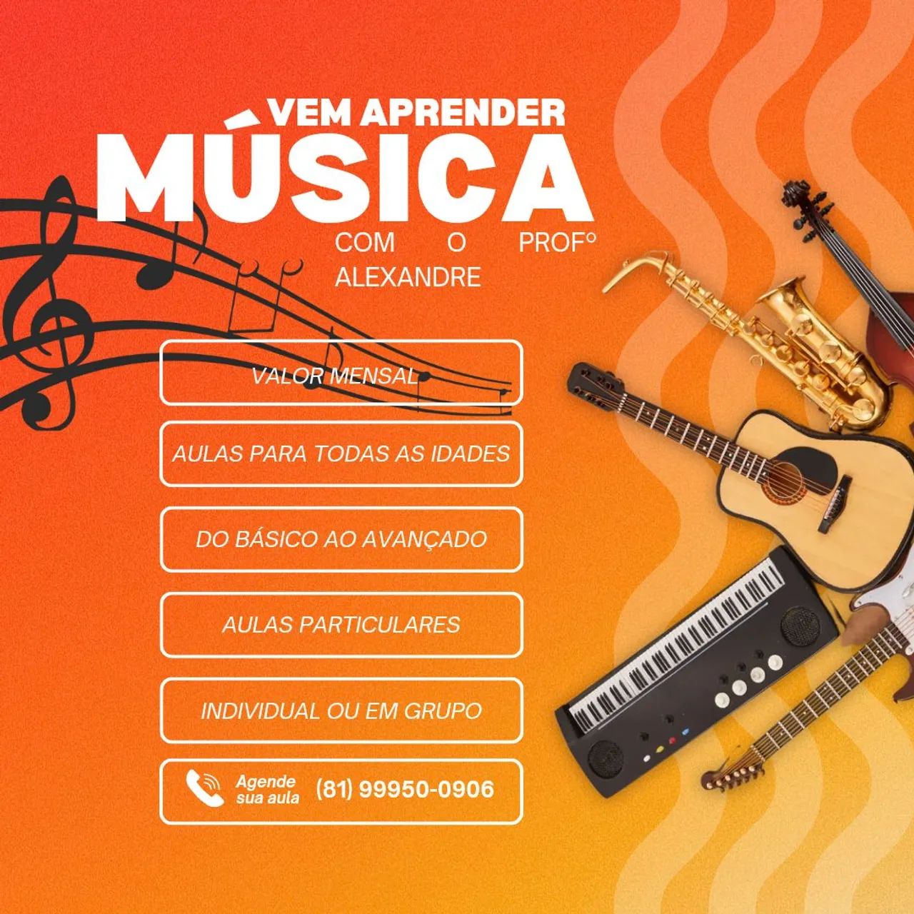 Violão, violino, teclado 