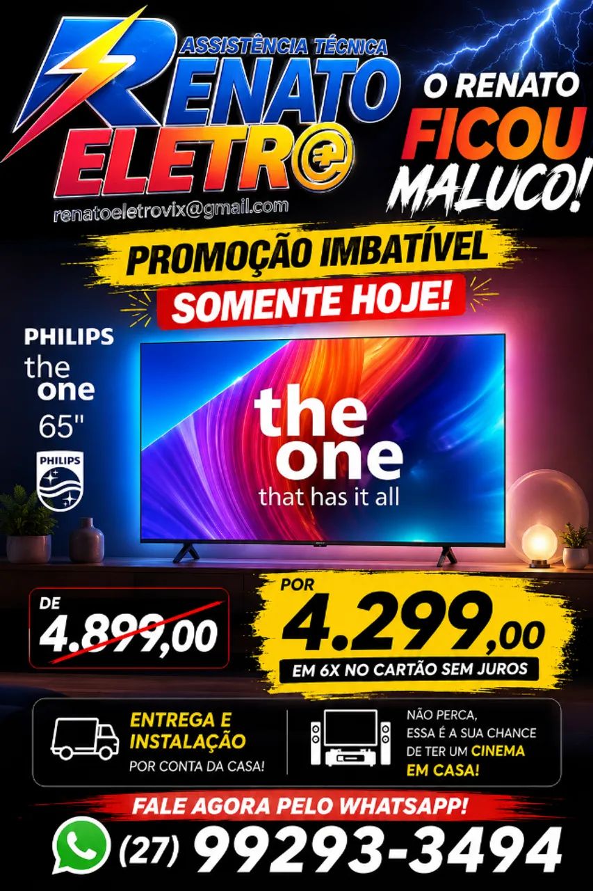 SOMENTE HOJE!!!!!!!! - TV 65" PHILIPS THE ONE - Foto 2