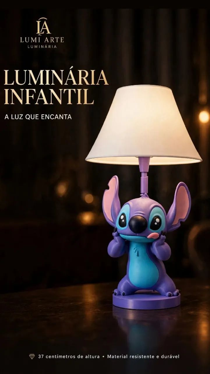 Luminária Bajur Infantil Stitch 