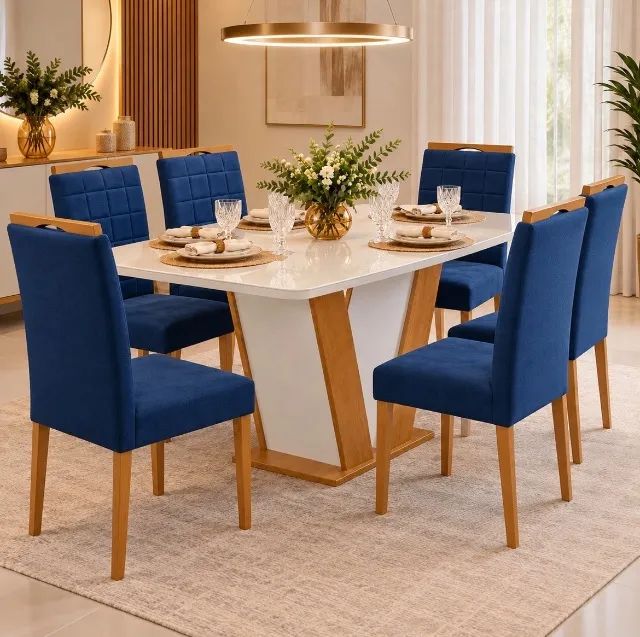 Conjunto Mesa e 6 Cadeiras Cinamurex 160 cm