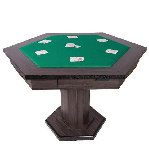 Mesa Carteado Poker Sextavada C/ 2 Gavetas Em Mdf Revestida