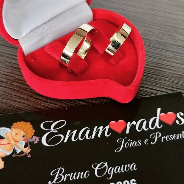 Aliança de ouro com pedra de zircônia - Foto 2