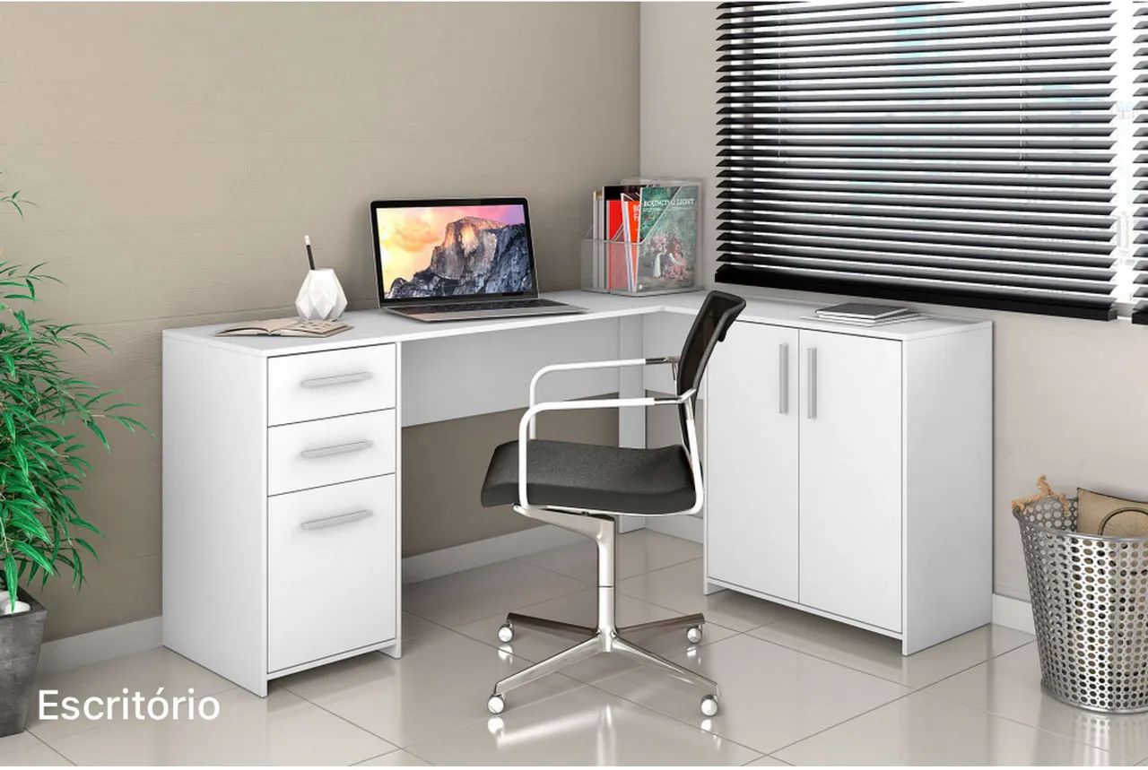 Mesa Office de Canto 2 Portas e Gaveteiro t654 - Foto 4