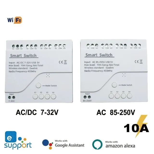 Módulo Smart Wifi 4 Canais - eWelink Interruptor Inteligente 4 Canais 4ch Wifi + Rf 433mhz - Foto 5