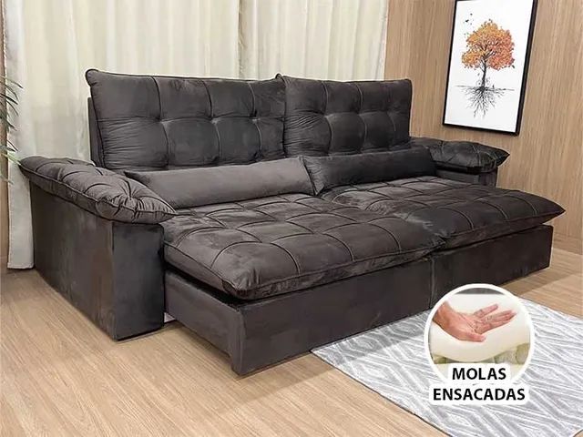 Sofá Retrátil Reclinável Iris 2,50m Molas Ensacadas a87