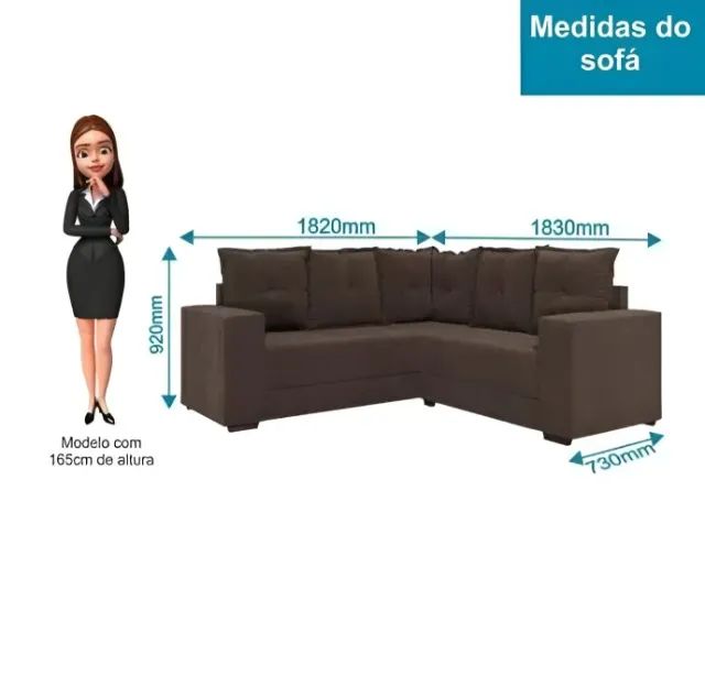 Sofá de canto patricia marrom gett moveis (Produto Novo) - Foto 3
