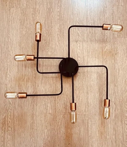Lustre Plafon Aranha Sputnik - 6 Braços Preto