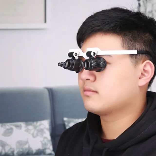 Lupa de cabeça pala com 3 lentes de aumento c/ leds rf-31309-preta - Foto 2