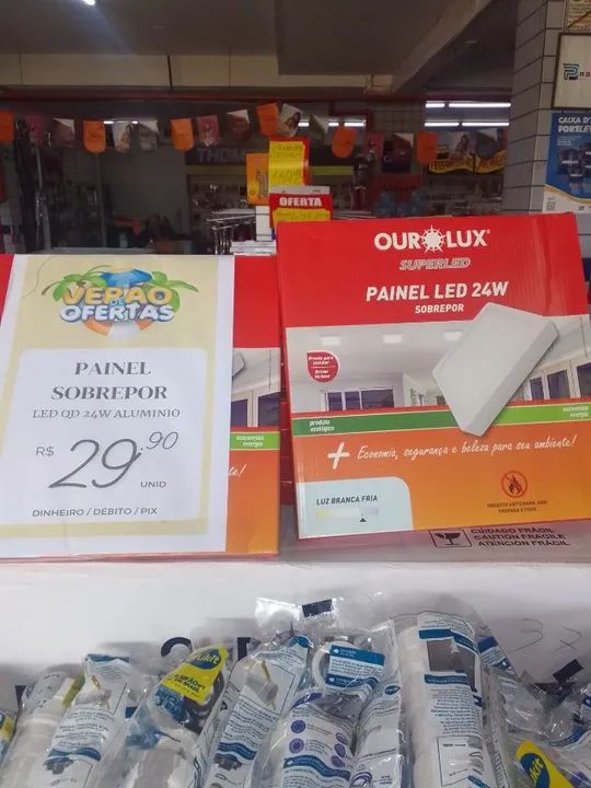 painel sobrepor LED QD 24W alumínio 29,90 a vista 
