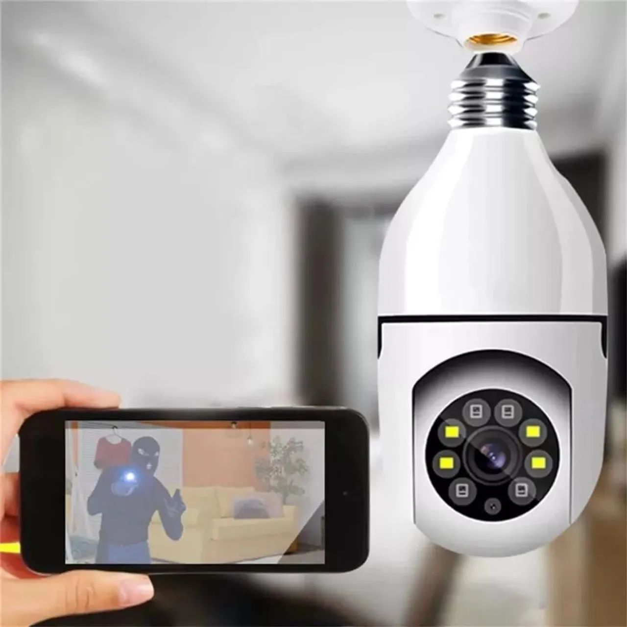 Camera wi-fi tipo lâmpada em promoção fácil de instalar tudo no celular - Foto 3
