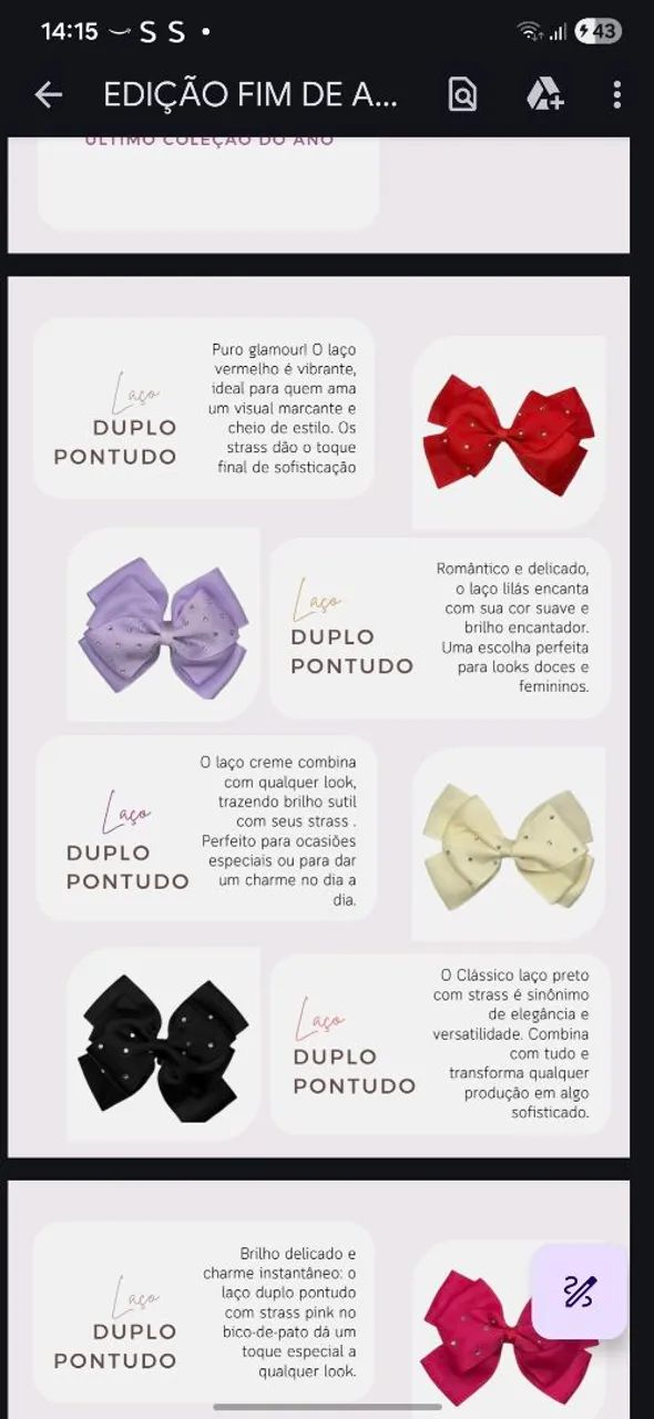 Laços bico de pato EDIÇÃO LIMITADA