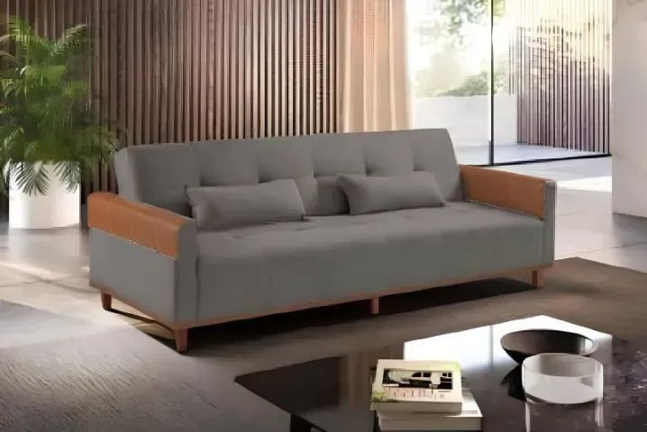 Sofá cama empório novo de loja na cor cinza