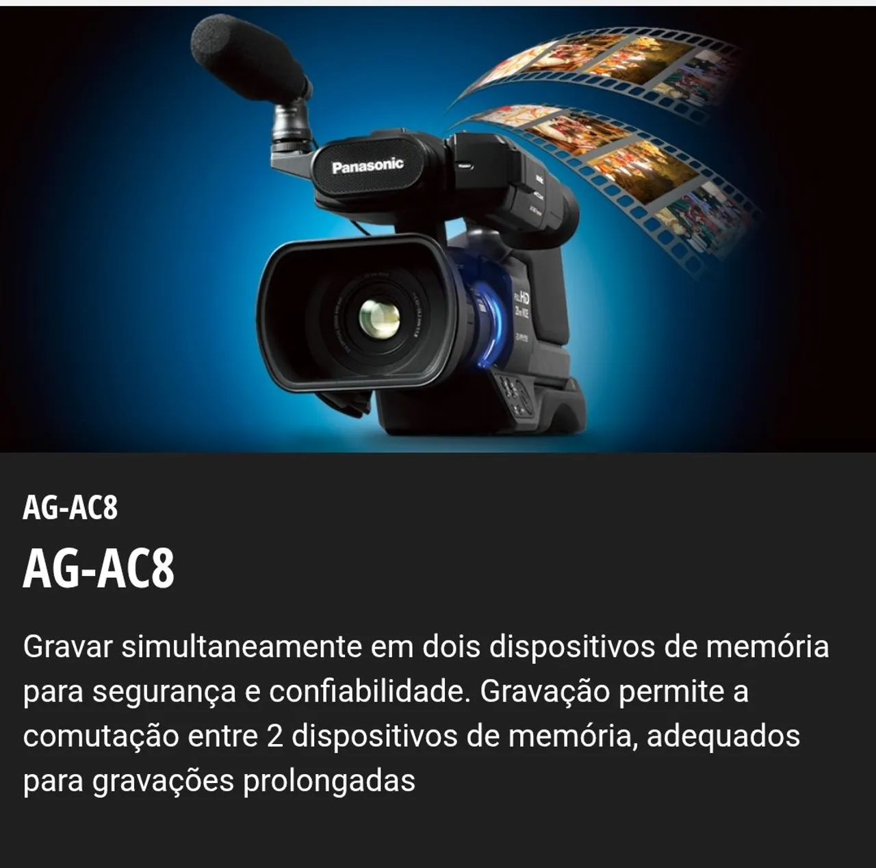 Filmadora Panasonic AG-AC8 - Full HD - Gravação Dupla
