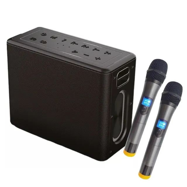 Caixa de Som Karaokê 1000w 2 Microfone Sem Fio - Possui Alça - Som Topissimo