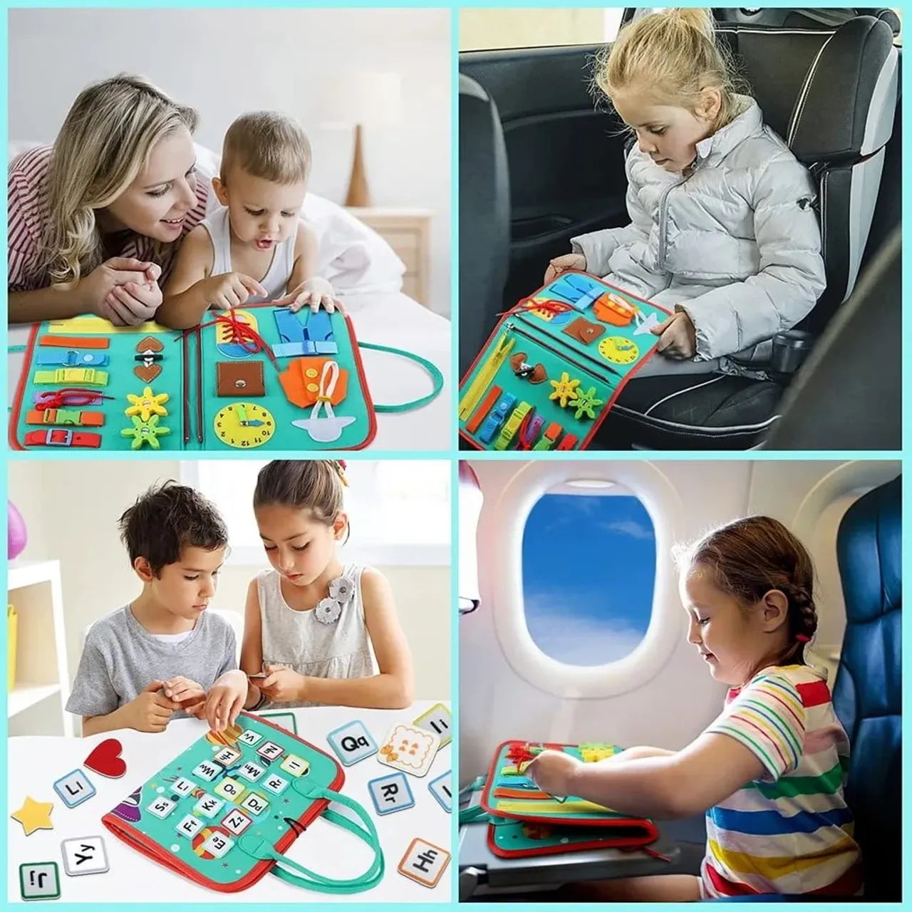 MALETA LIVRO MONTESSORI INTERATIVO BRINCAR E APRENDER 8 PÁGINAS - Foto 3