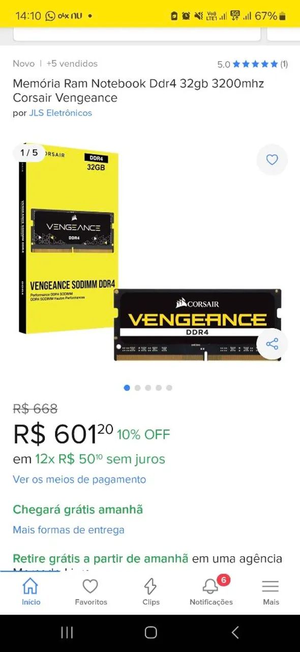 Memória RAM Corsair Vengeance DDR4 32GB 3200MHz