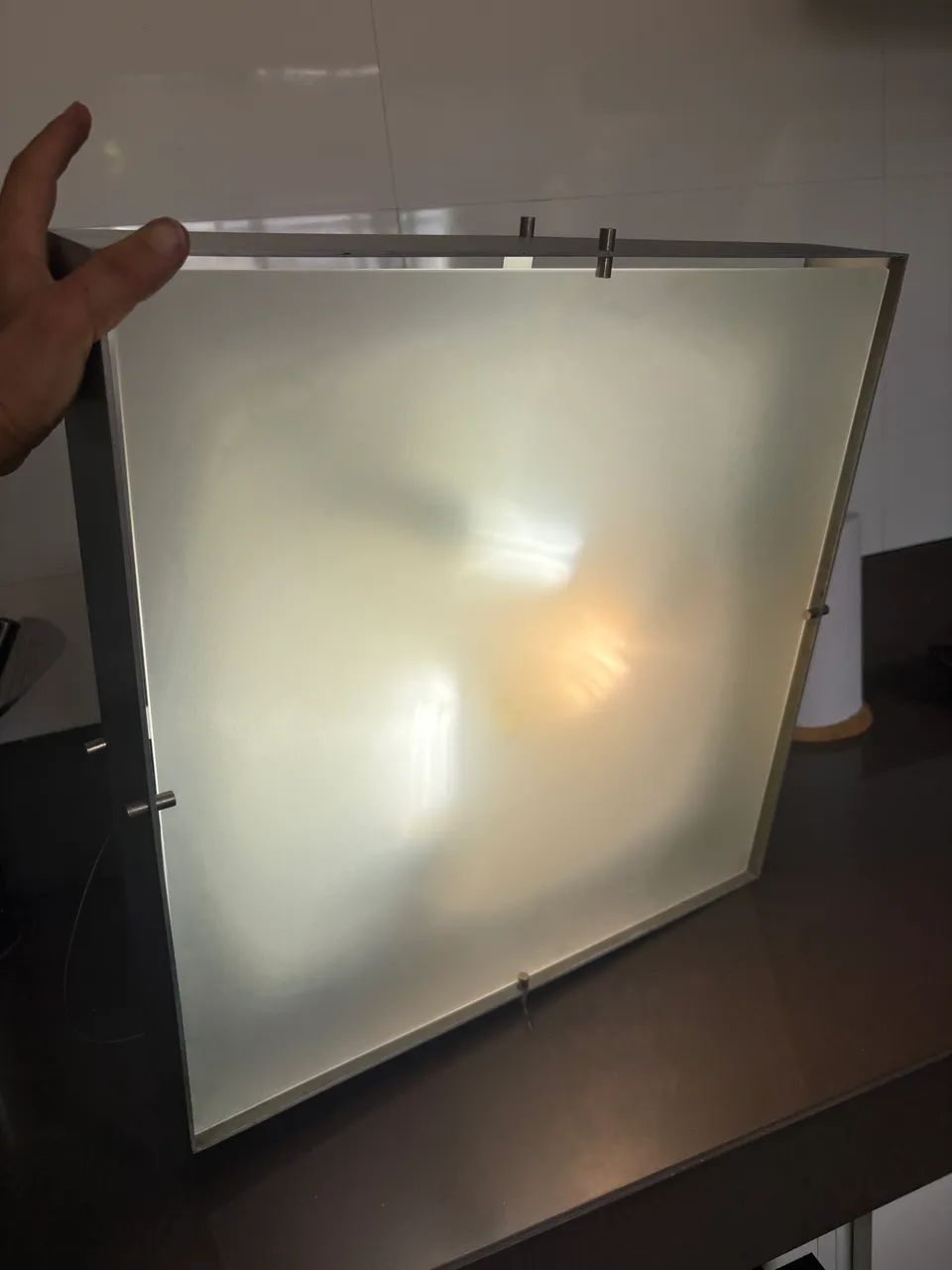 Luminária quadrada vidro alumínio teto suspensa grande