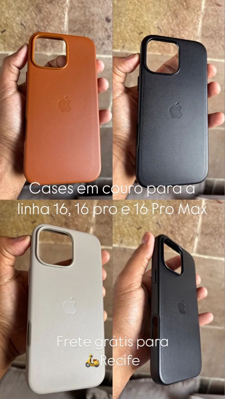Capa em couro iPhone 16 pro + película 3D + frete grátis 
