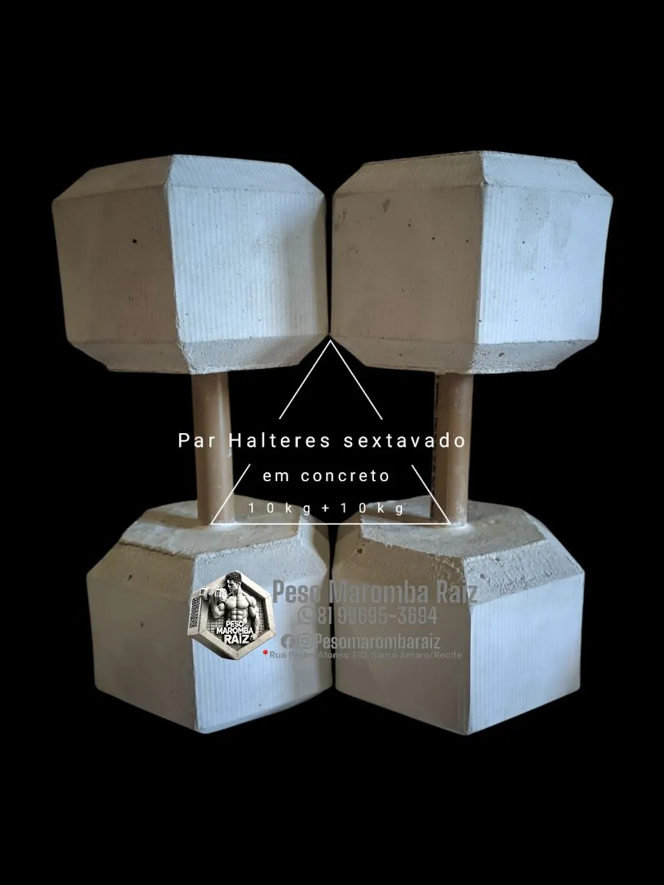 Par de Halteres Sextavados em Concreto - 10kg