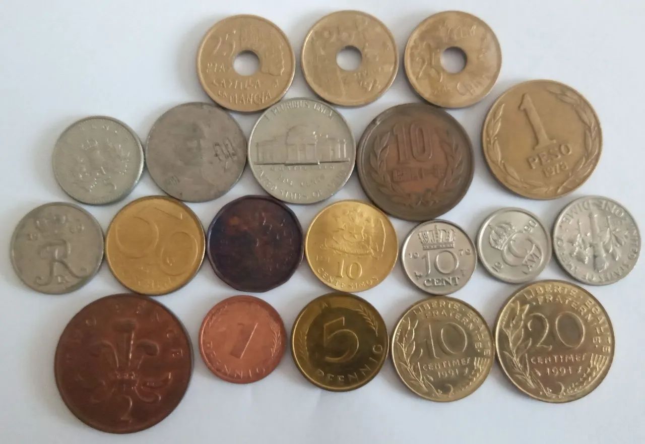 20 moedas estrangeiras internacionais 
