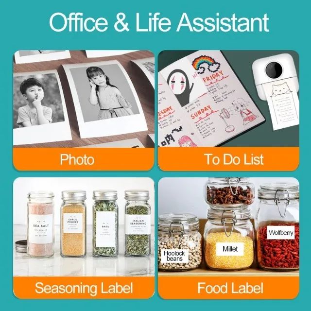 Mini Impressora Bluetooth-Aplicativo/Etiquetas-Notas Térmicas-Impressora Fotográfica+Rolo  - Foto 5
