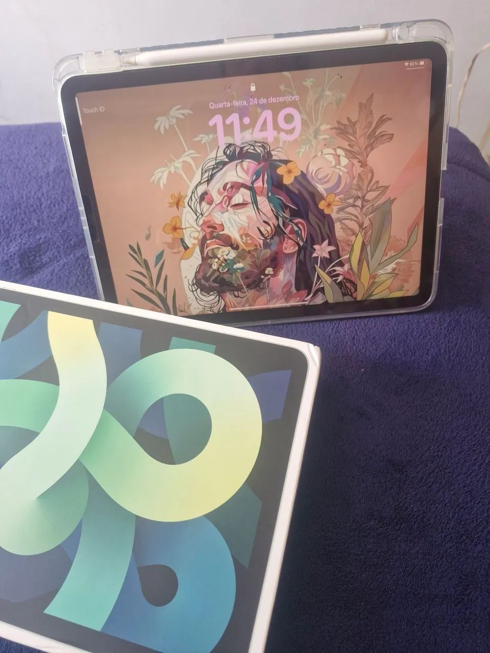 Ipad Air 4, 68 gb, verde + Apple pencil 2° geração, + capa - Foto 2